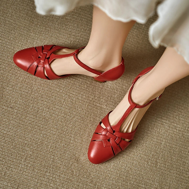 Elegant High Heel T Strap Sandals With Closed Toe for Women