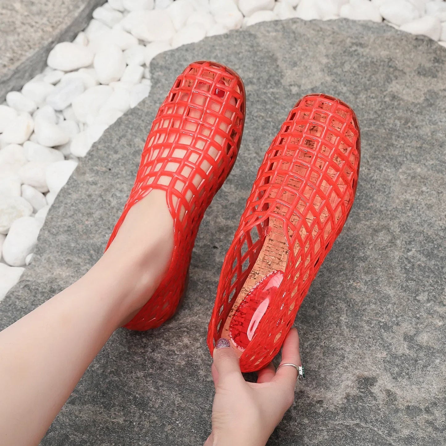 Lightweight Breathable Hollow Out Jelly Slides For Women