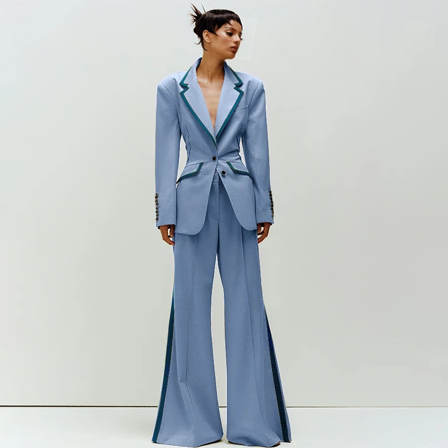 Tailored Notched Collar Two Piece Suit Set For Women