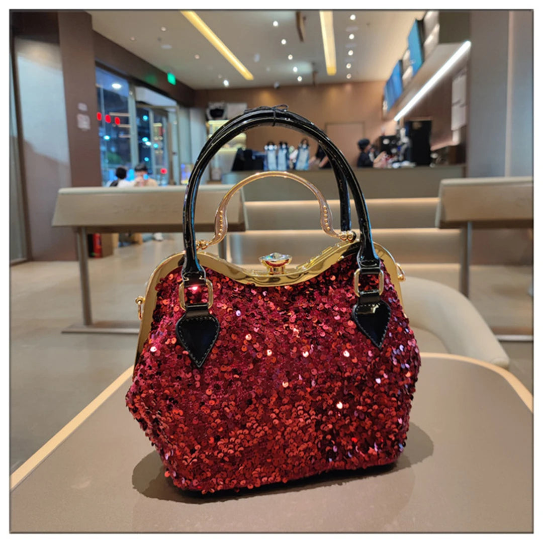 Crystal Sequin One Shoulder Crossbody Handbag for Women