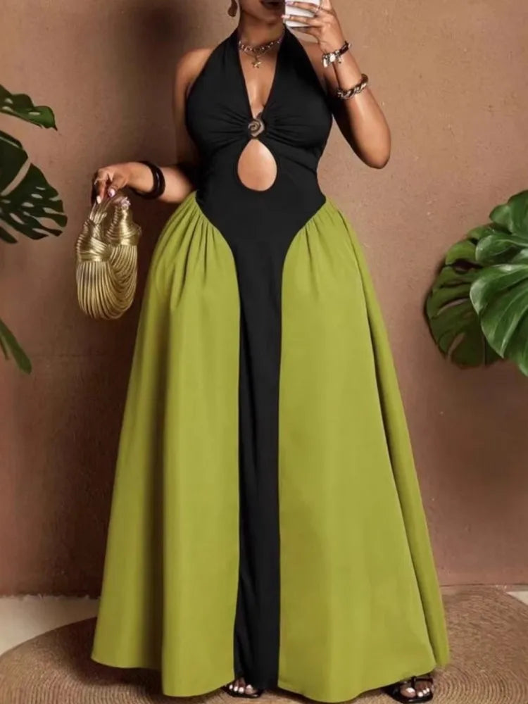 Elegant Sleeveless African Dashiki Maxi Dress for Women