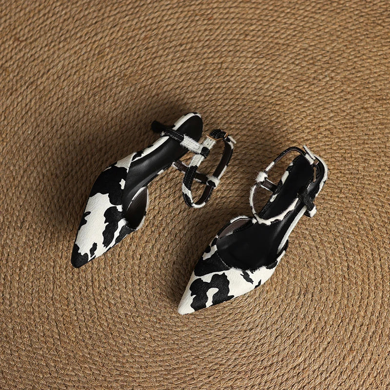 Genuine Leather Horsehair Detail Sandals for Women