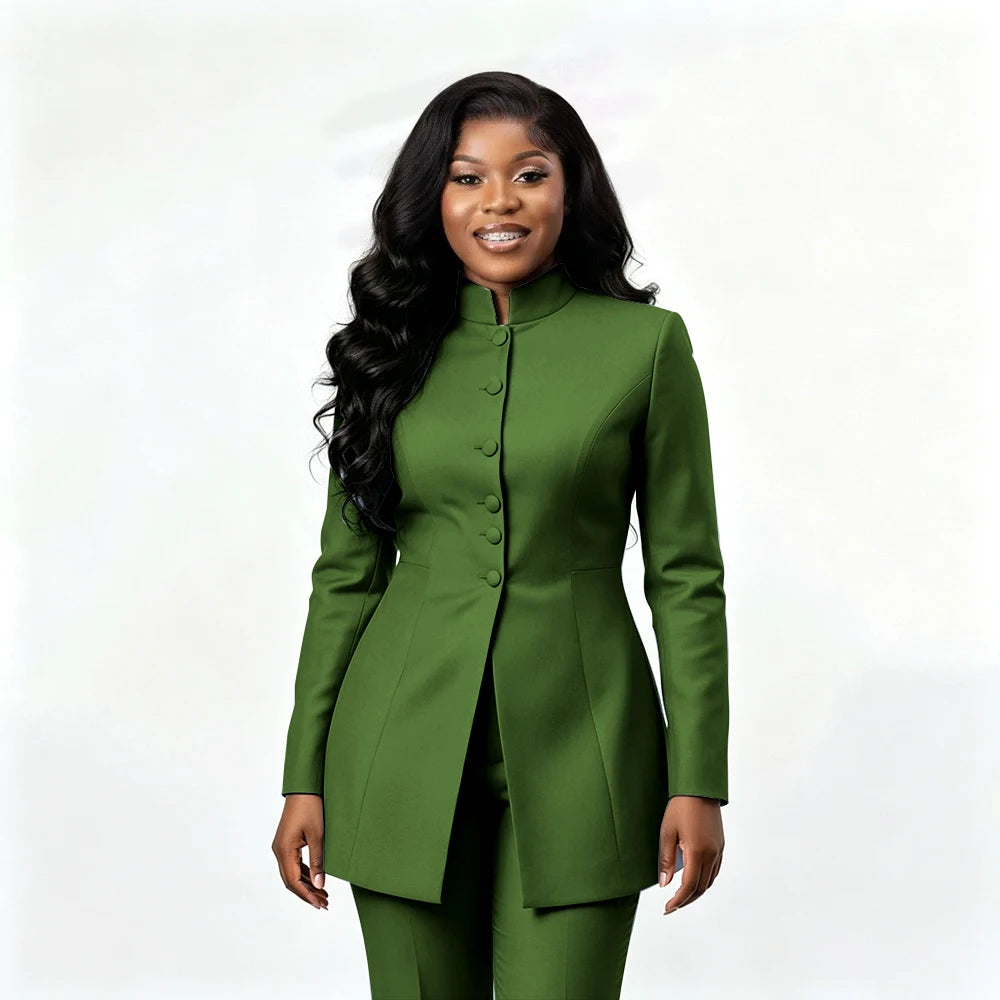 Smart Casual Two Piece Knit Blazer Set with Pants for Women