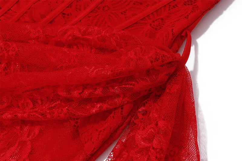 Elegant Vintage See-Through Stretch Lace Dress for Women
