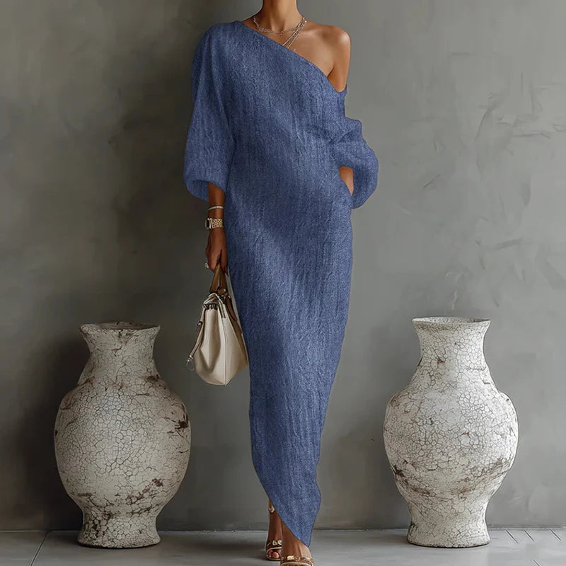 Elegant Long Sleeve Patchwork Maxi Dress for Women