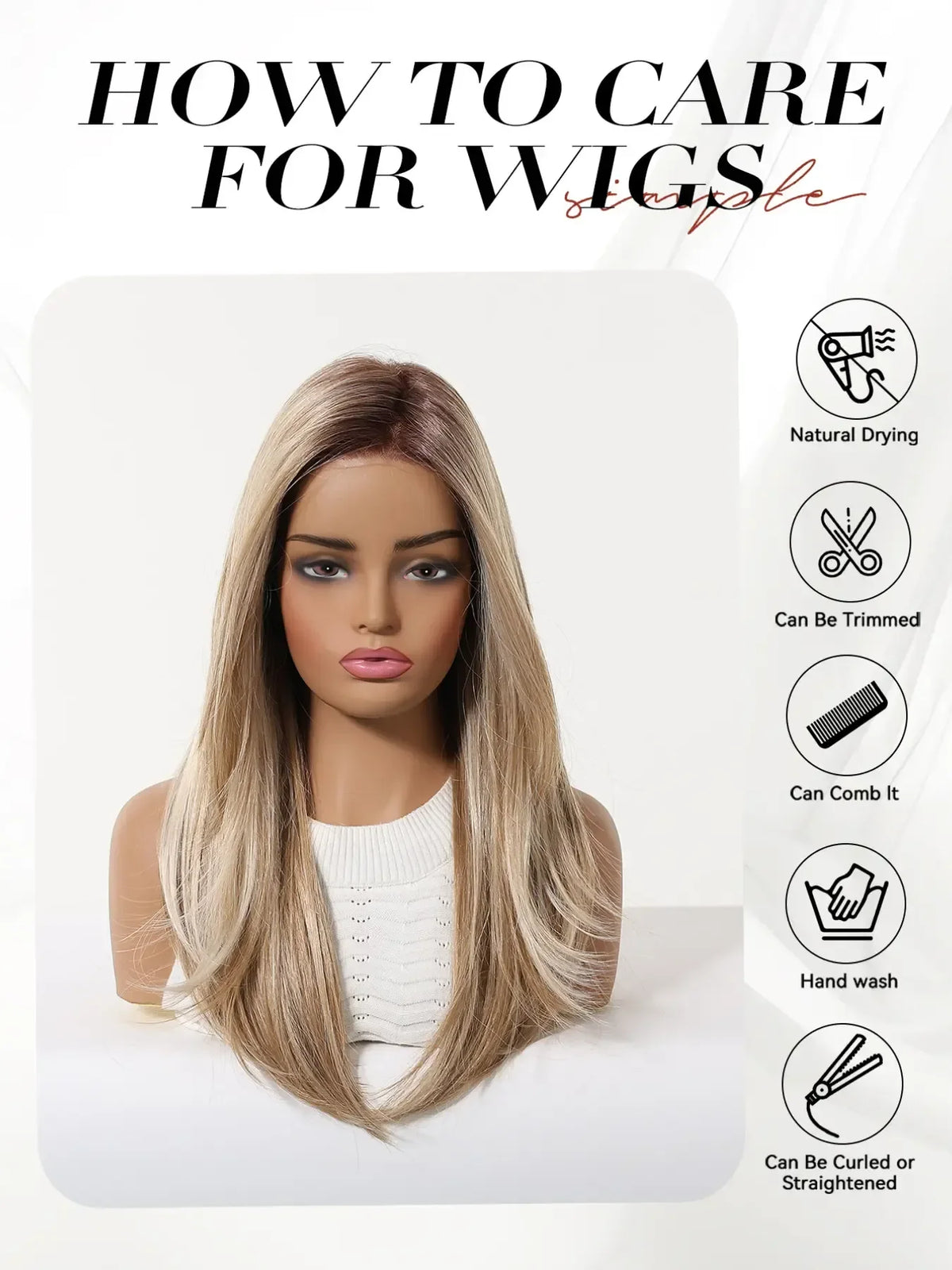 Lightweight Heat Resistant Natural Straight Lace Front Wig for Women