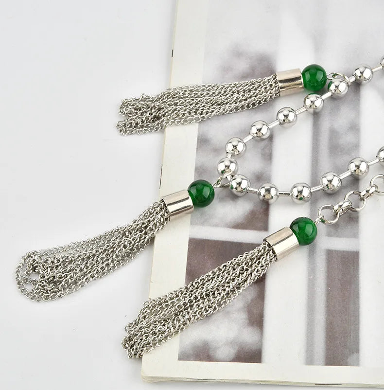 Retro Hollow Out Chain Belt With Metal Tassels for Women