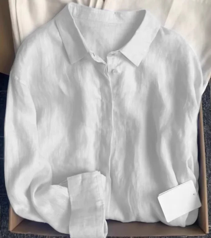 Solid Color V Neck Long Sleeve Casual Blouse for Women