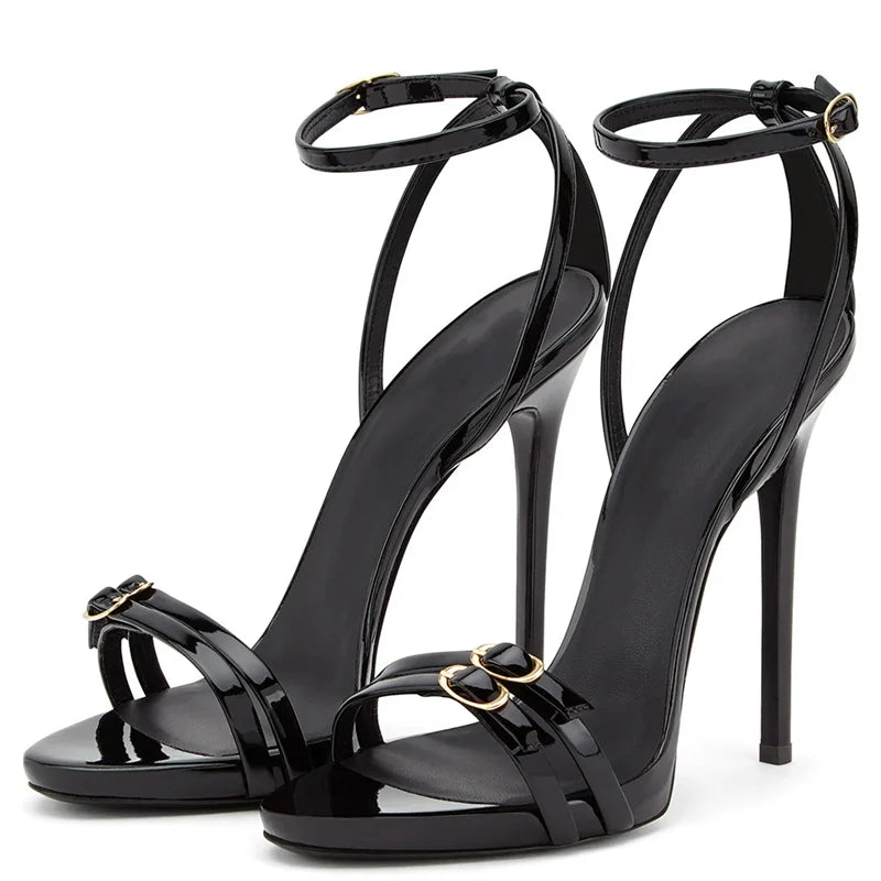 Rhinestone Patent Leather Thin High Heels for Women