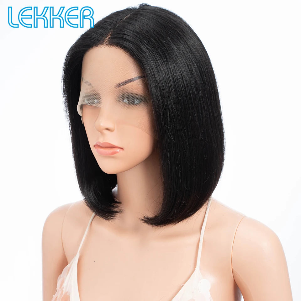 Short Straight Highlight Blonde Lace Front Bob Wig for Women