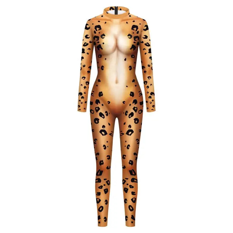Vivid Animal Print Allover Zentai Bodysuit for Women