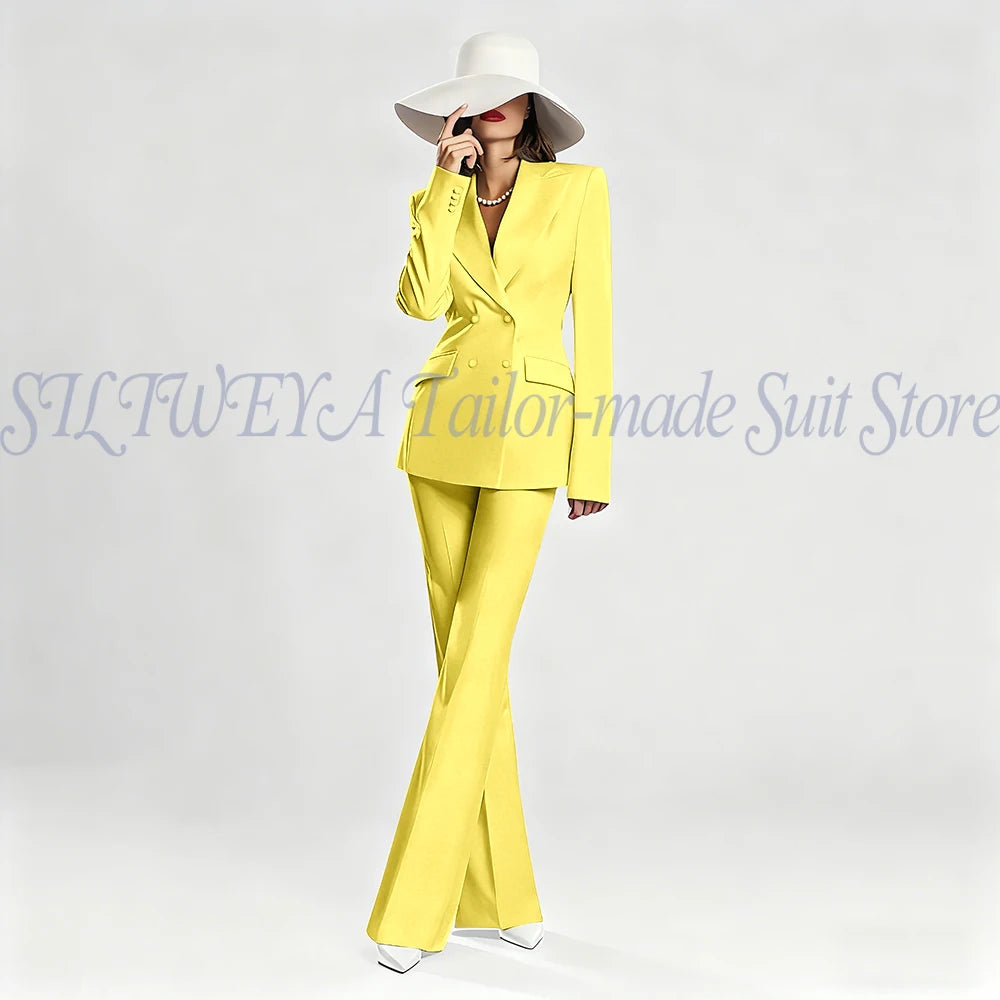 Slim Fit Double Breasted Blazer Suit Set for Women