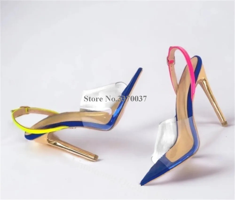 Clear PVC Ankle Strap Open Toe Stiletto Heels For Women