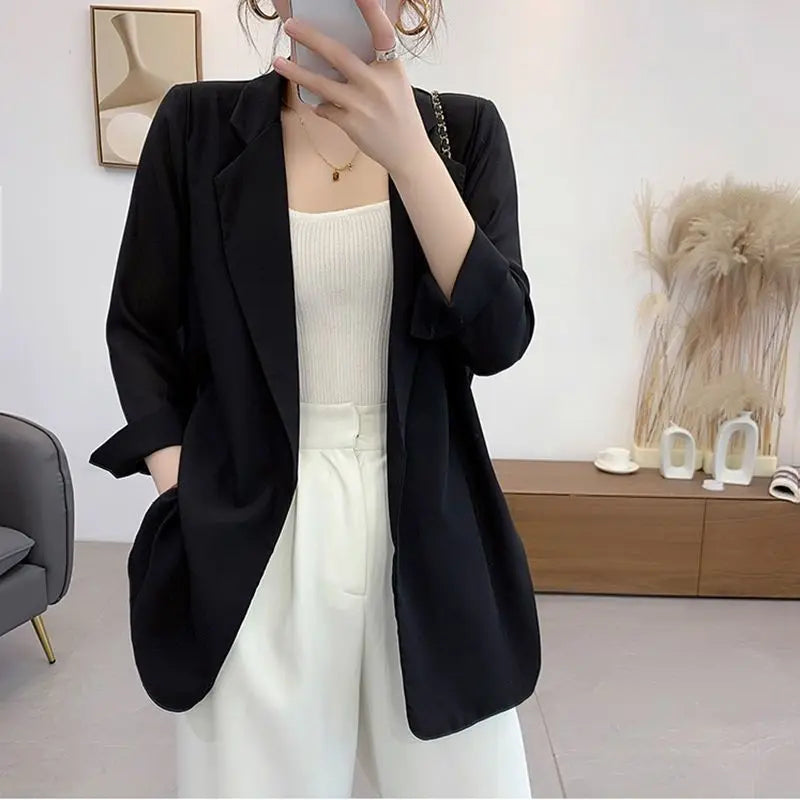 Purple Blazers Jacket for Women Fall Outfits Korean Long Trend Clothing Casual Women's Blazer Suits Tailoring 2025 Spring Coats