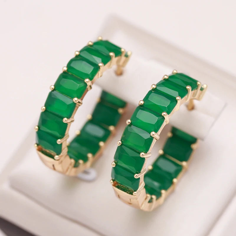 Emerald Cut Zircon Hoop Earrings