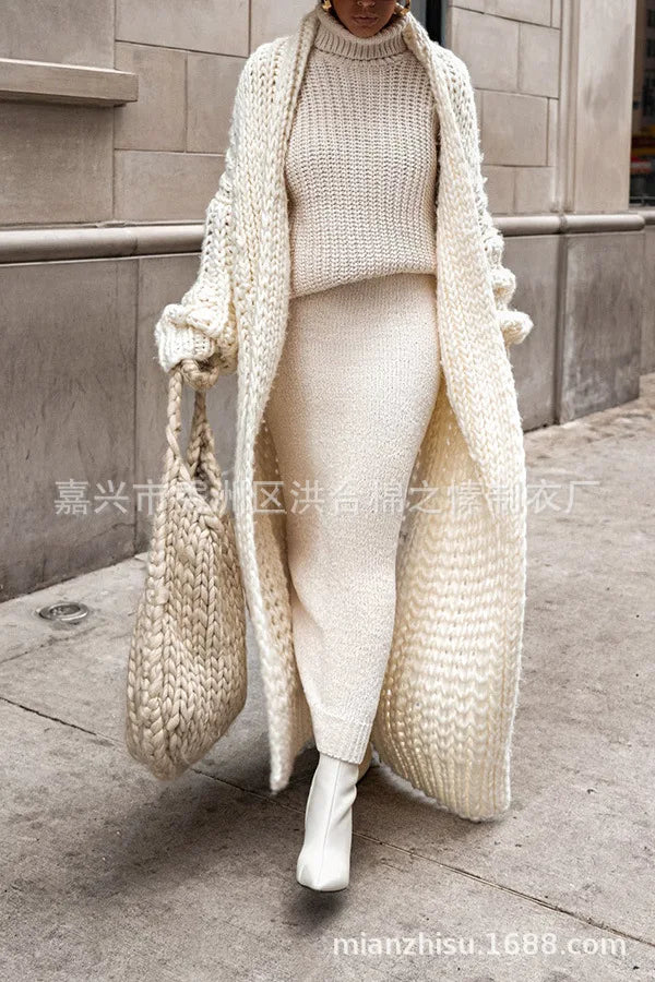 Casual Oversized Hollow Out Knit Cardigan for Women