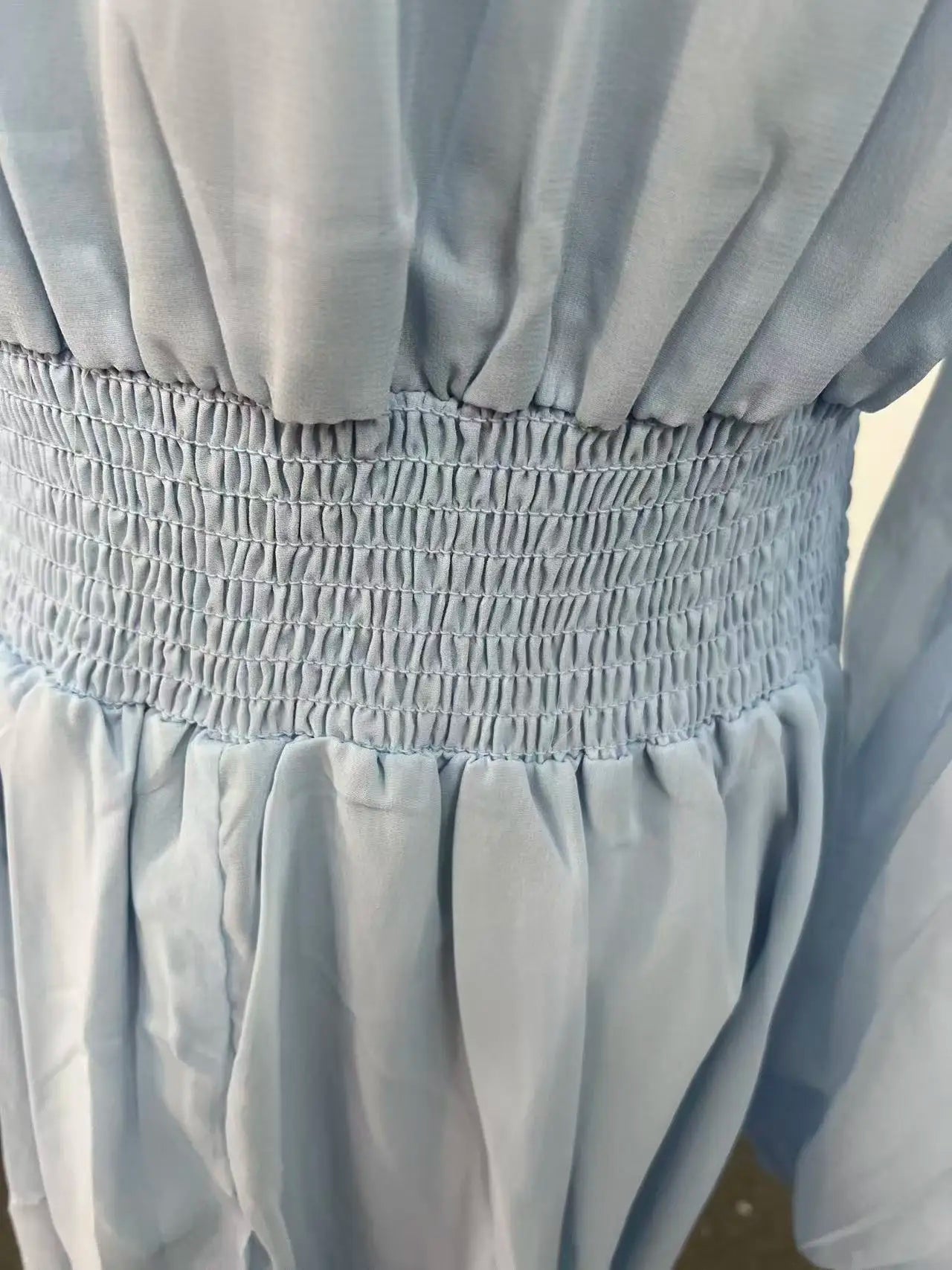 Elegant Blue Chiffon Ankle Length Flowing Dress For Women