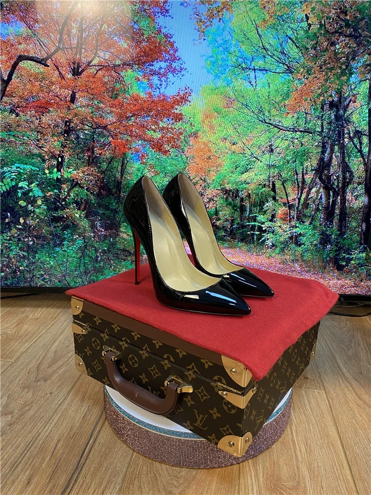 Pointed Patent Leather Slim High Heel Pumps for Women