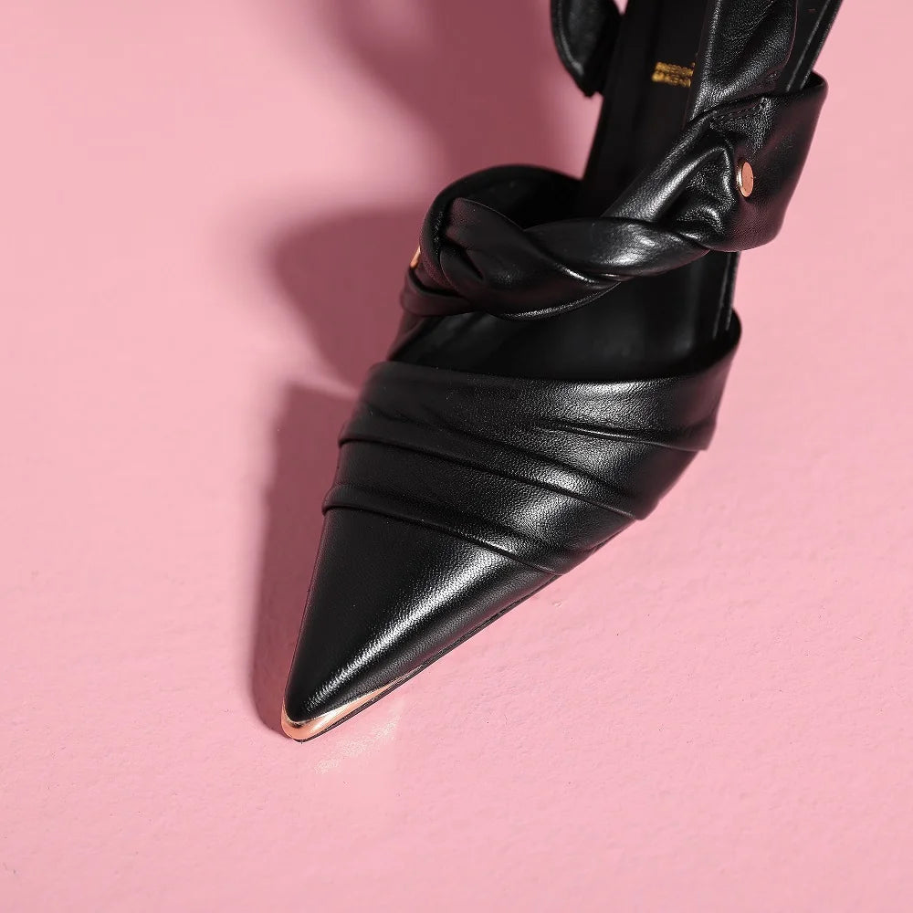 Elegant Real Leather Narrow Band Sandals for Women