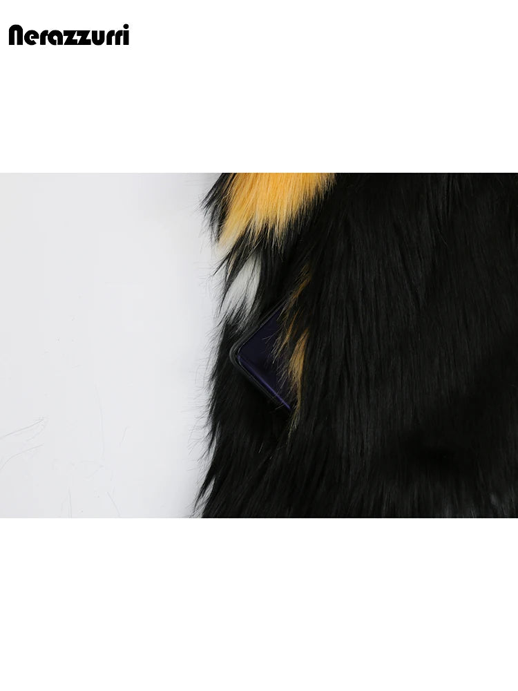 Soft Thick Mandarin Collar Faux Fox Fur Coat For Women