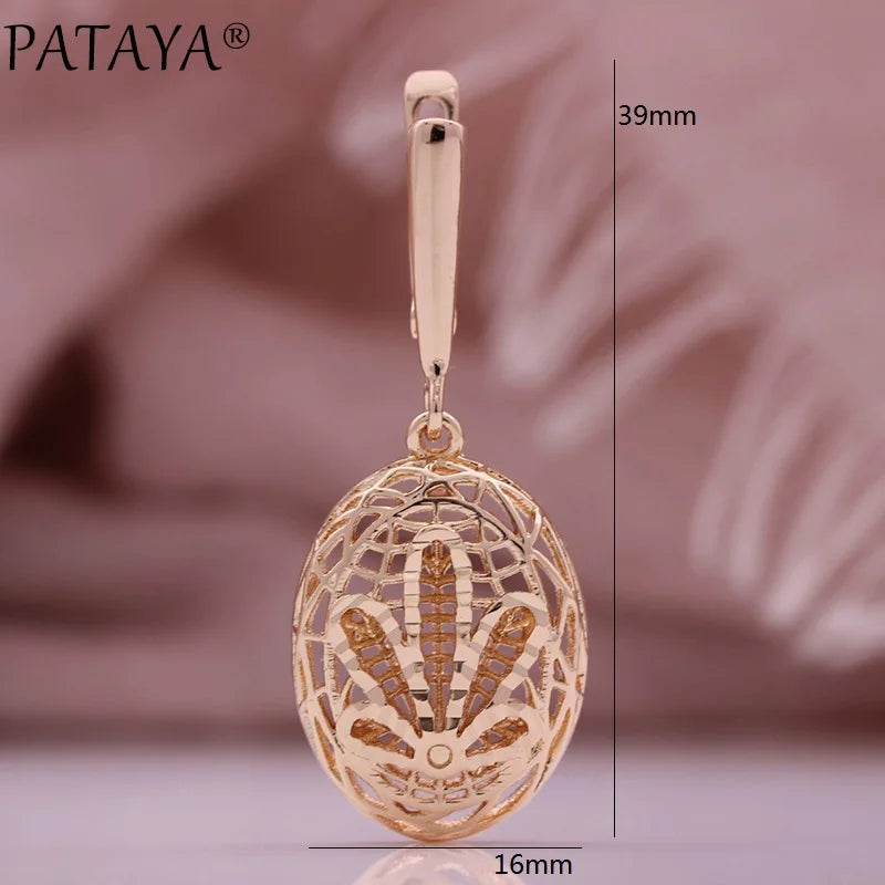 Rose Gold Hollow Leaf Dangle Earrings