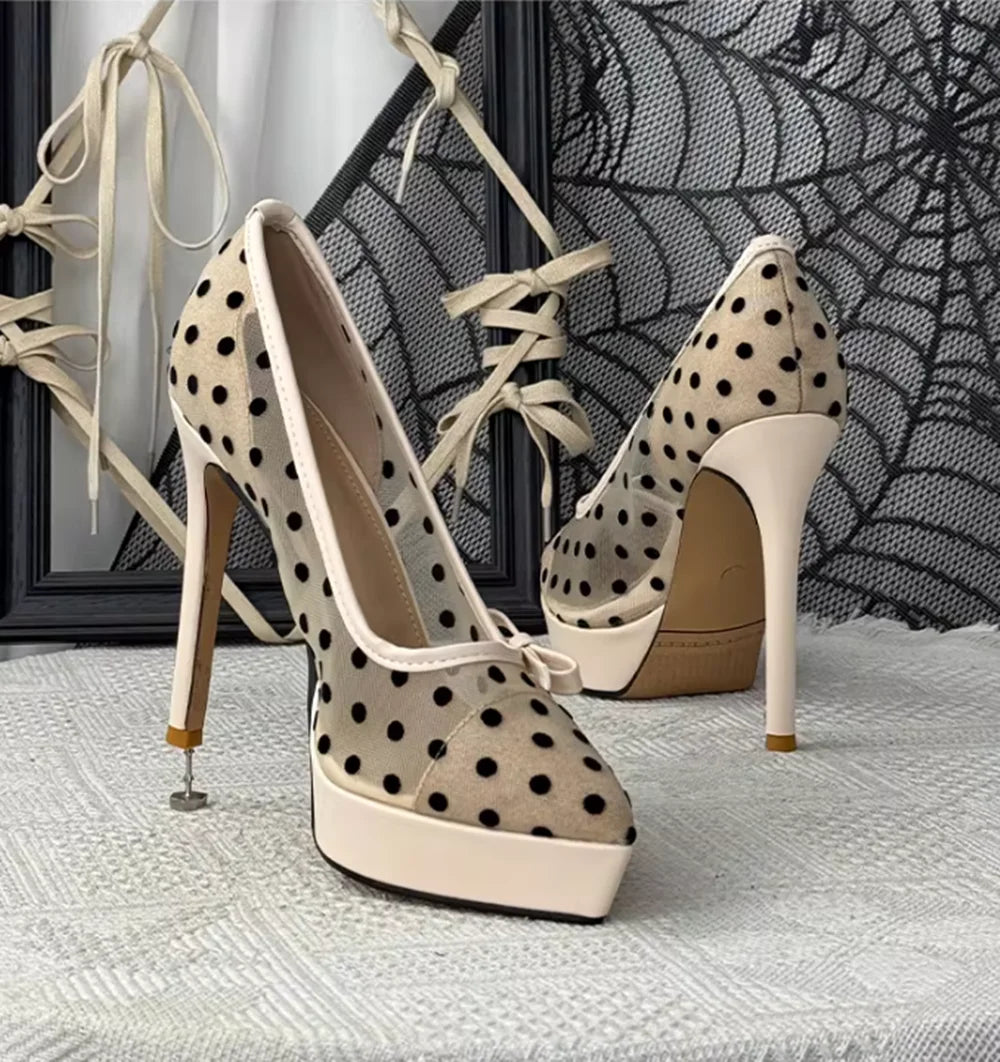 Polka Dot Bow Accent Pumps