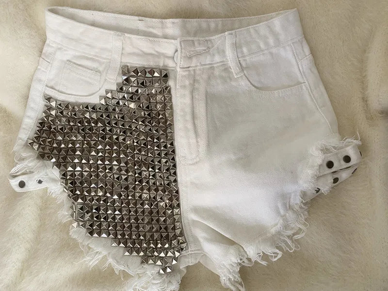 Relaxed Fit High Waisted Denim Shorts With Tassel Accents For Women