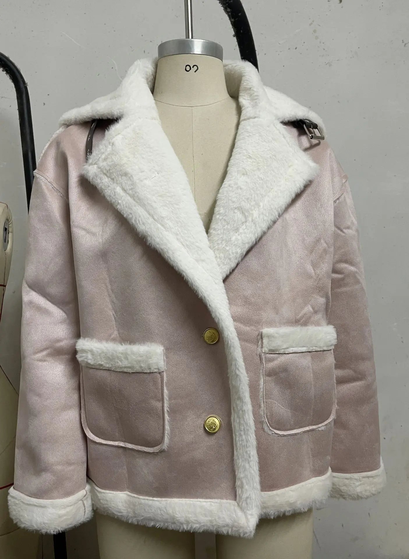 Turn Down Collar Shearling Jacket