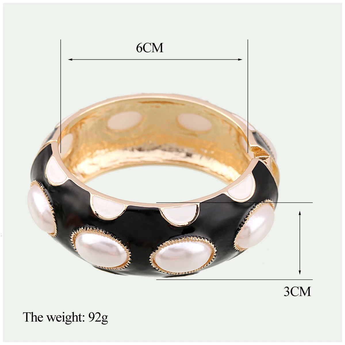Colorful Enamel Oval Pearl Cuff Bracelet for Women