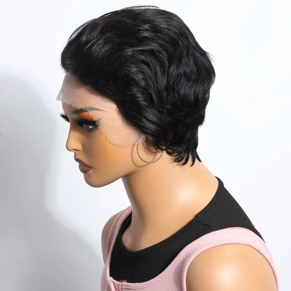 Blonde Short Pixie Cut Silky Lace Front Wig for Women