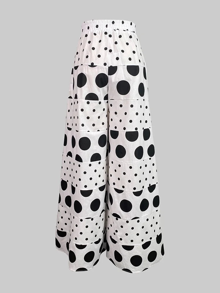 High-Waisted Retro Polka Dot Wide-Leg Pants for Women