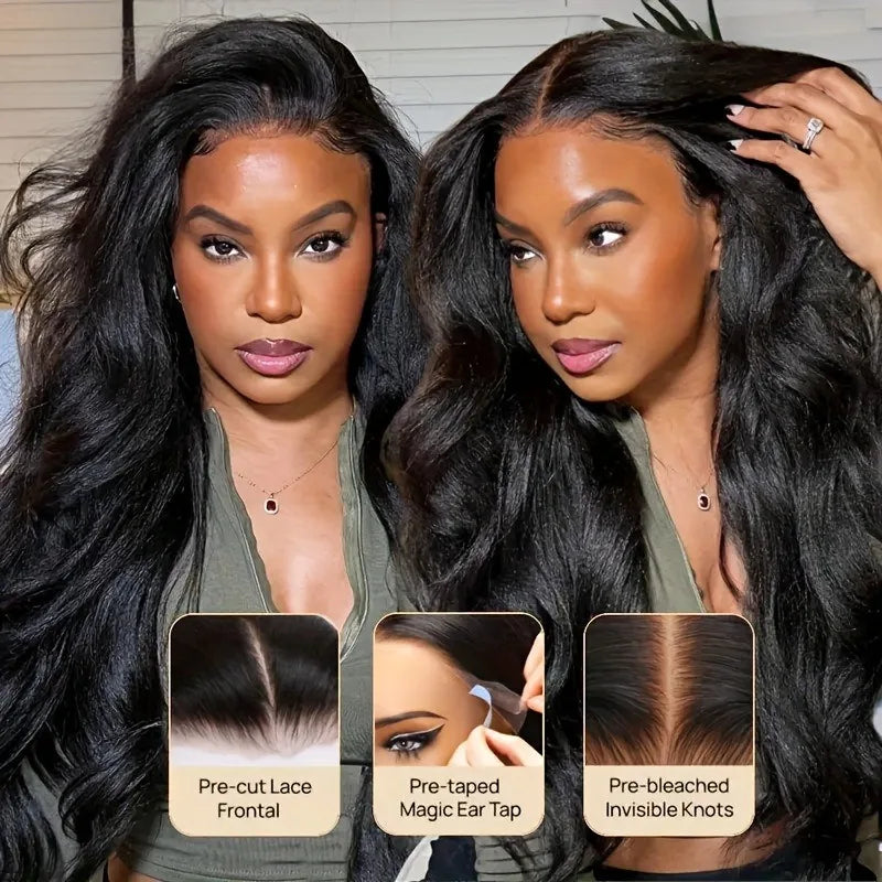 Glueless Yaki Straight Lace Front Human Hair Wig for Women