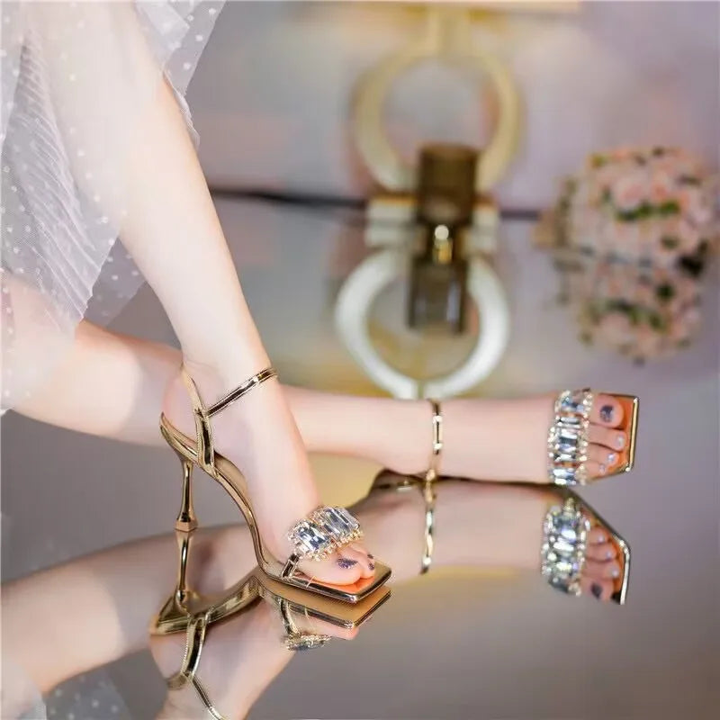Silver Champagne Rhinestone Sandals
