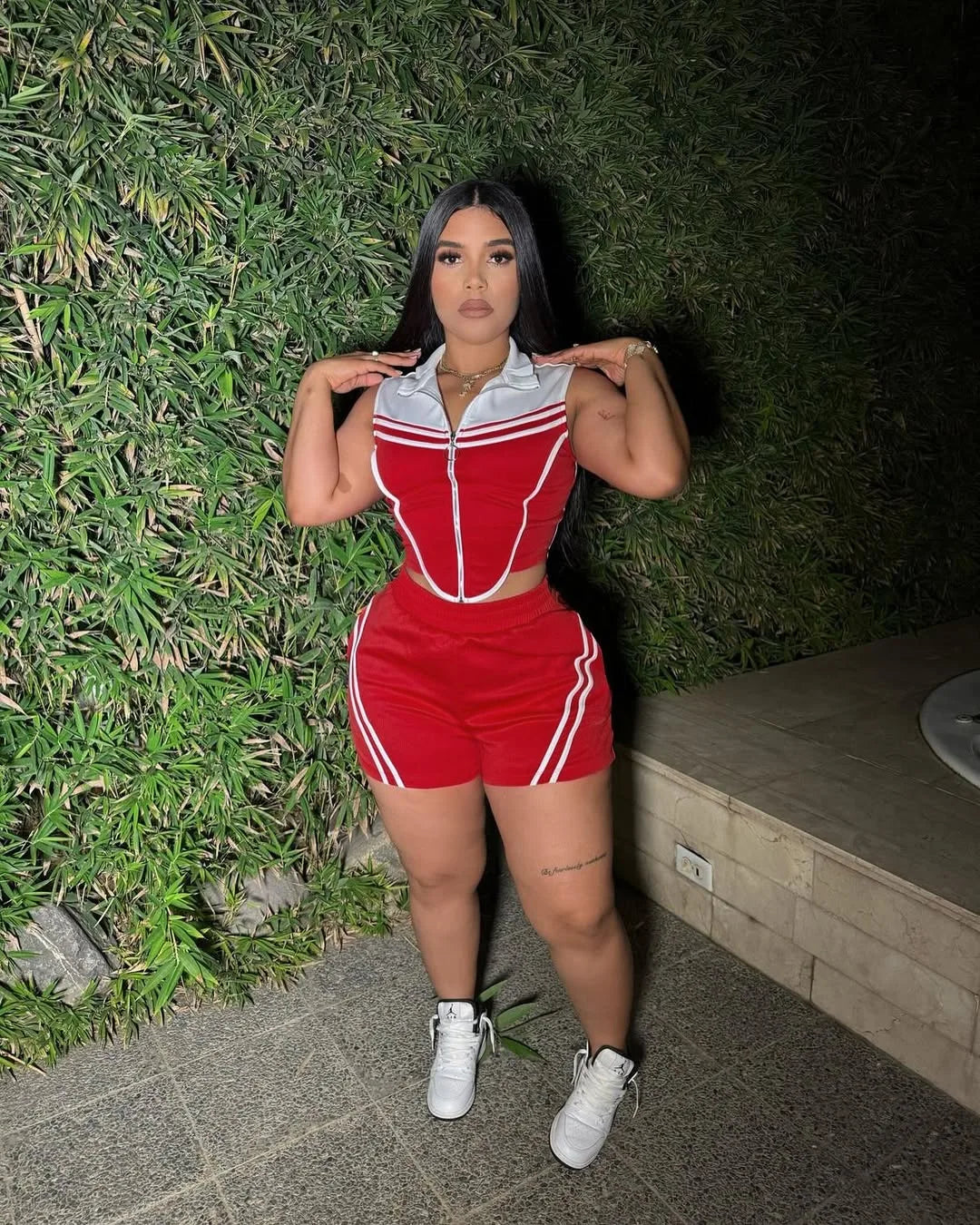 FAGADOER Casual Stripe Patchwork 2 Pieces Set for Woman Sleeveless Zipper Top and Pockets Shorts Outfits Female Sportywear New