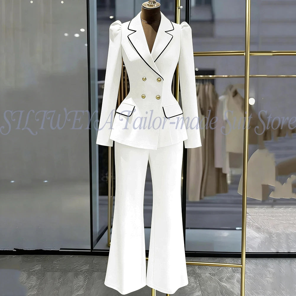 Double Breasted Blazer Set With Side Pockets For Women