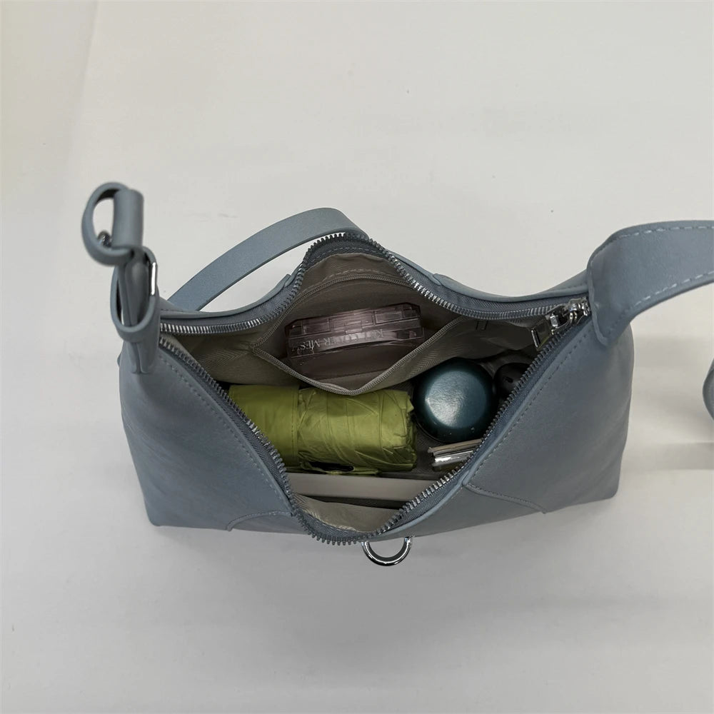 Solid Color Faux Leather Hobo Shoulder Bag for Women