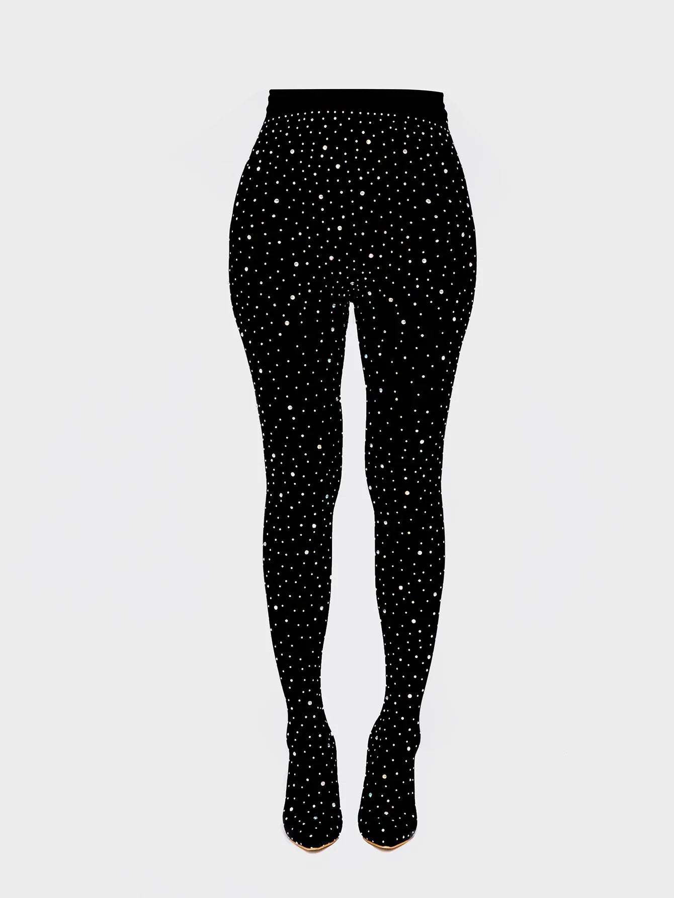 Black Lace Crystal Pointed Toe Over The Knee Boots For Women