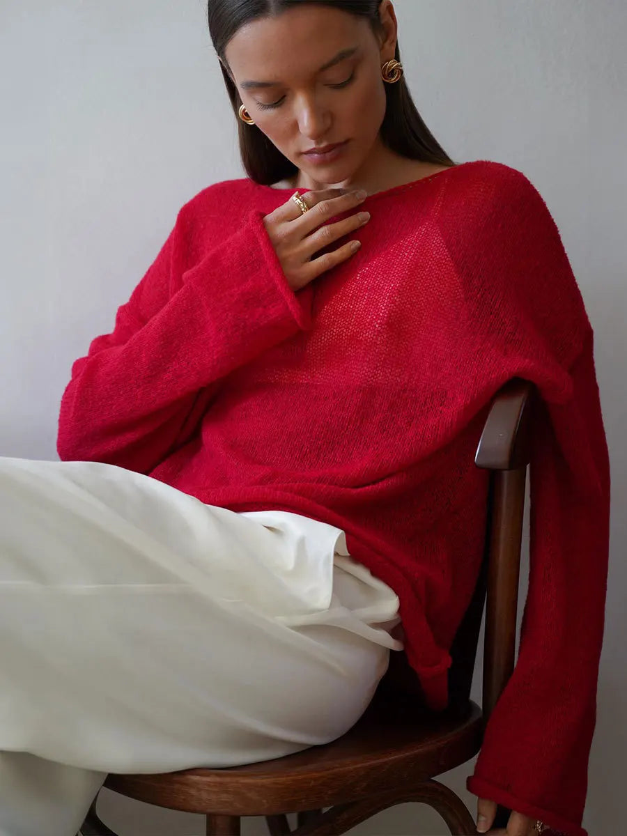 Sheer Hollow Knit Sweater