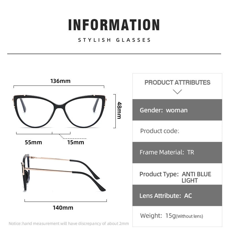 Cat Eye Fashion Blue Light Reading Glasses for Women