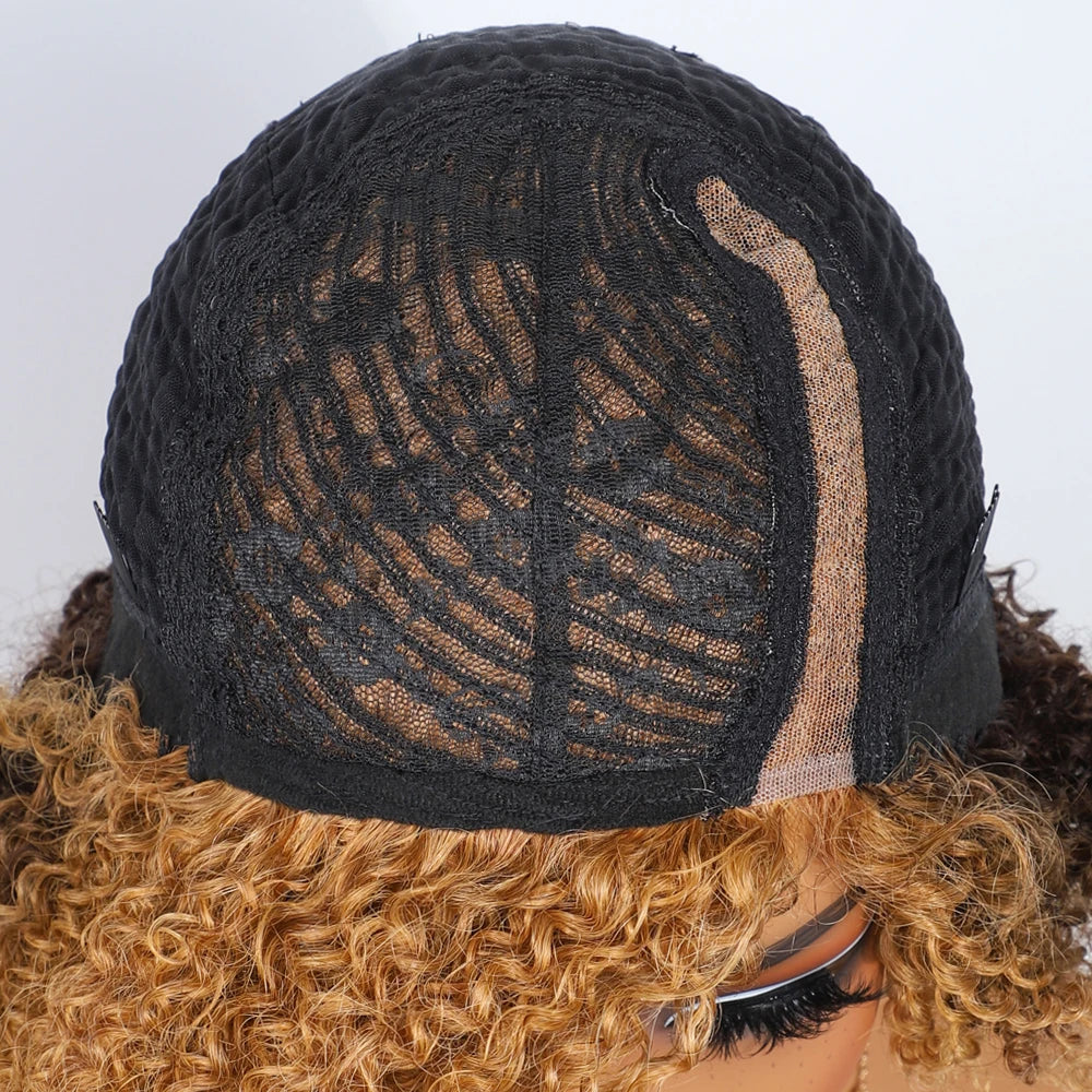 Glueless Kinky Curly Human Hair Lace Bob Wig for Women