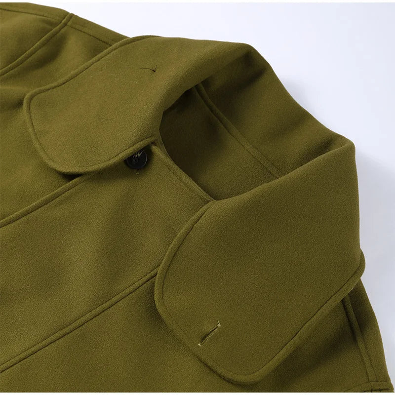 Double Breasted Cropped Jacket With Turn Down Collar for Women