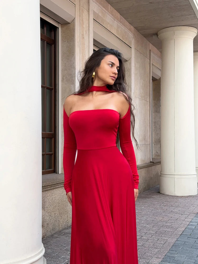 Hollow Out Slim Ankle Length Dress for Women