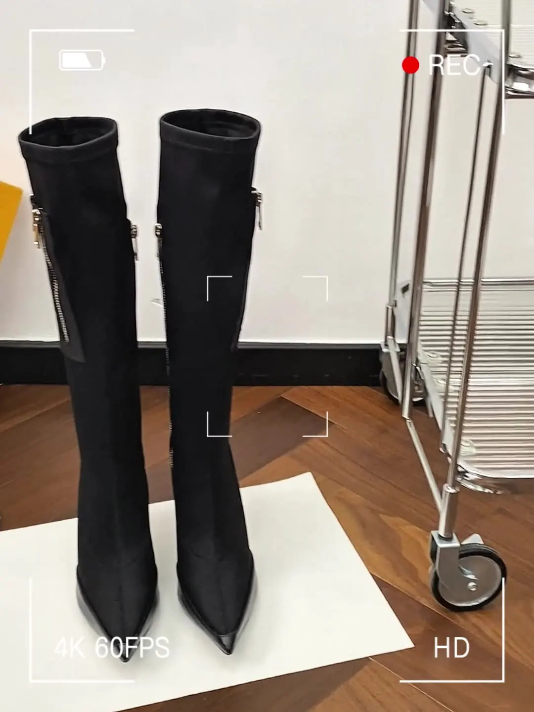 Black Pointy Toe Kneehigh Stiletto Boot