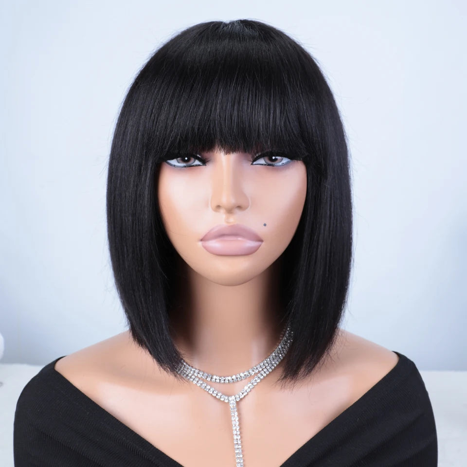 Glueless Short Straight Lace Closure Bob Wig for Women