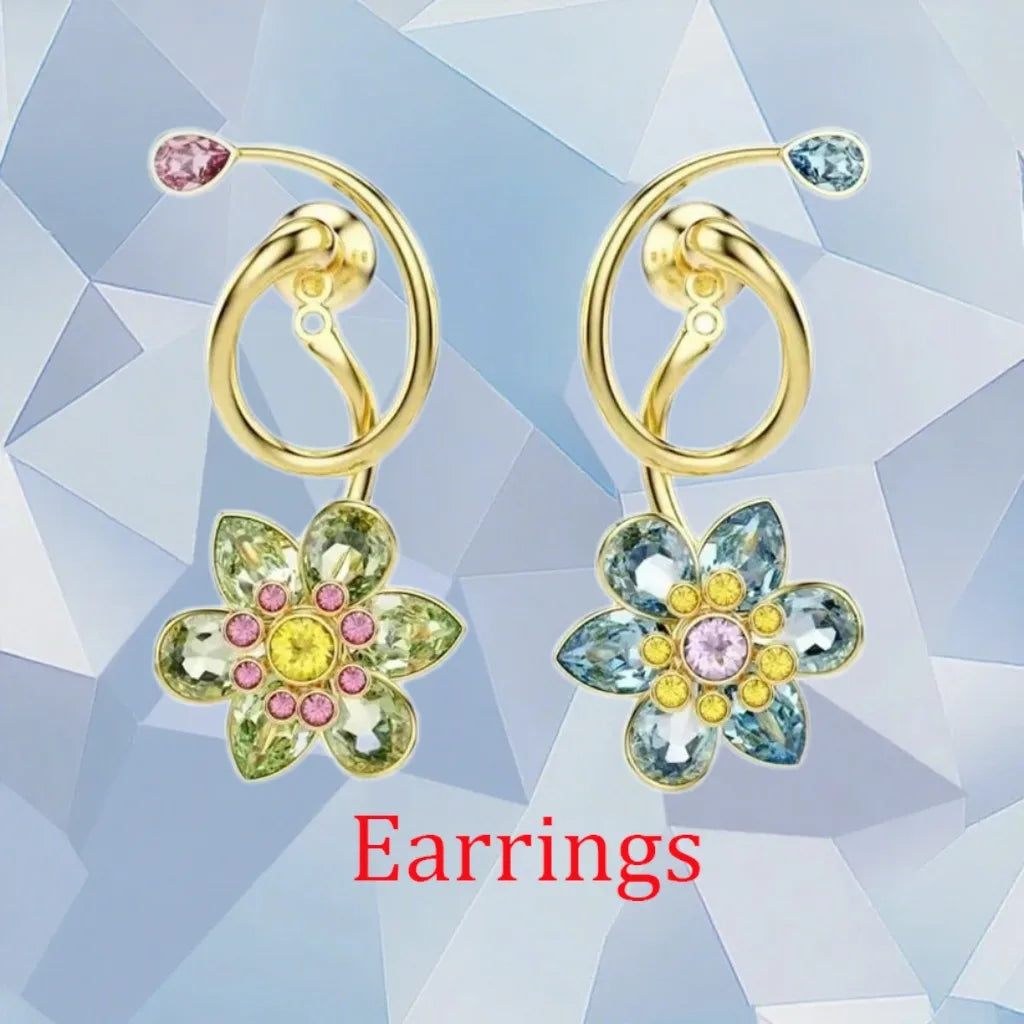 Gold Plated Zirconia Crystal Pendant Set for Women