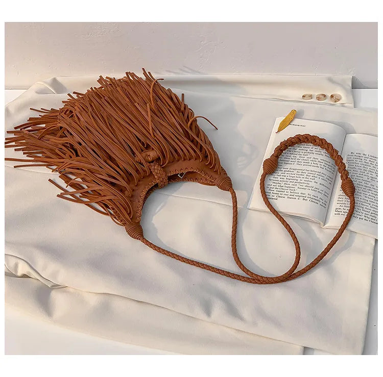 Double-Sided Tassel Design Crossbody Bag for Women