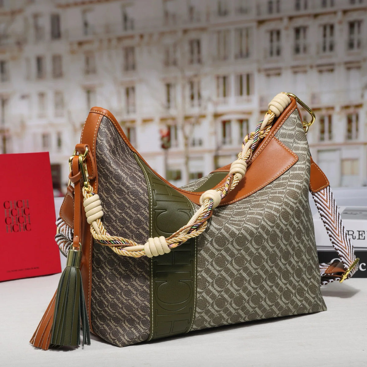 Textured Letter Print Tote And Crossbody Bag for Women