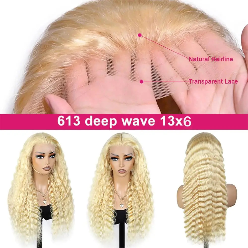 Long Deep Wave Lace Front Human Hair Wig for Women