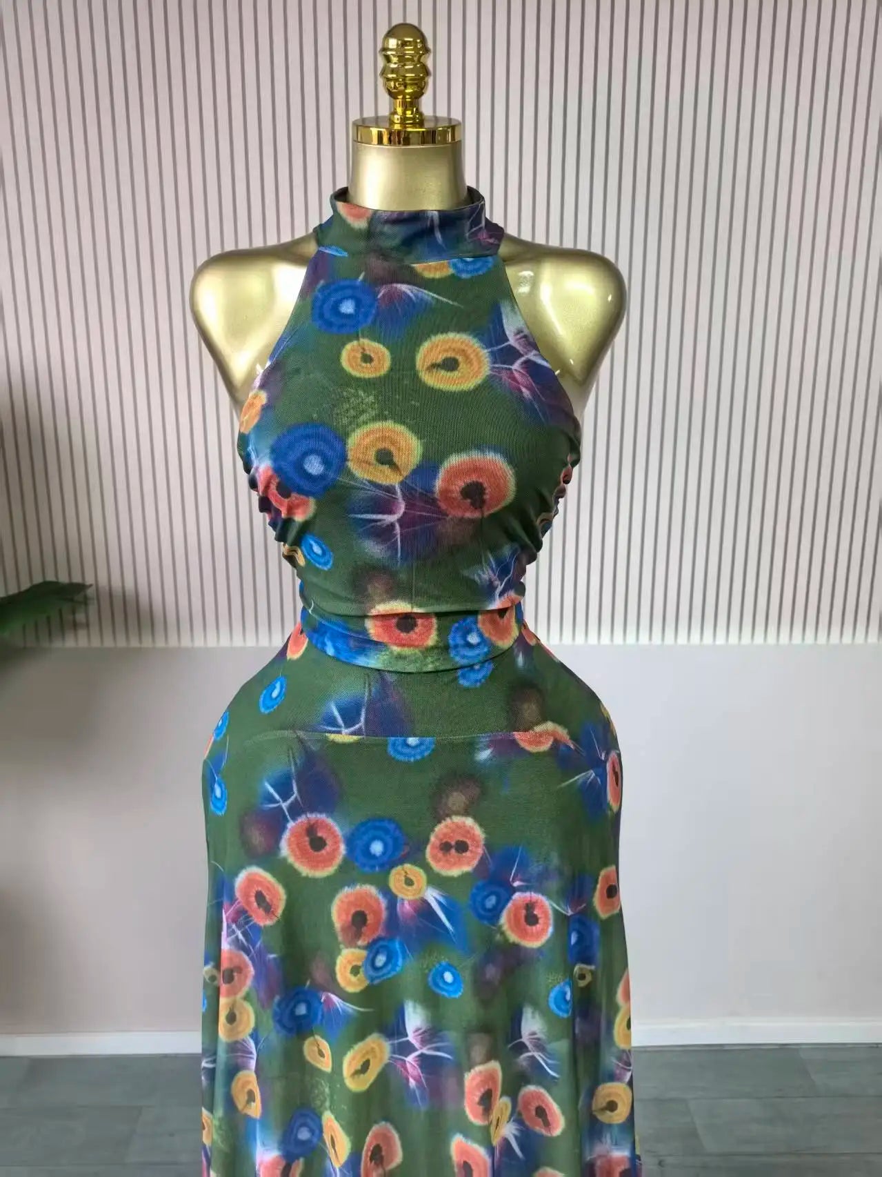 Elegant Printed Sleeveless With Sashes Maxi Dress for Women