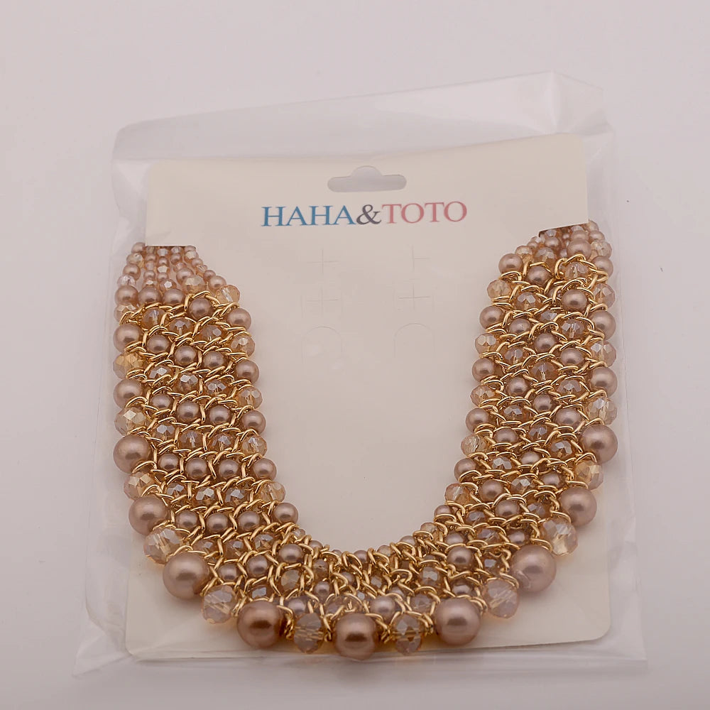 Bohemian Crystal Beaded Statement Necklace for Women